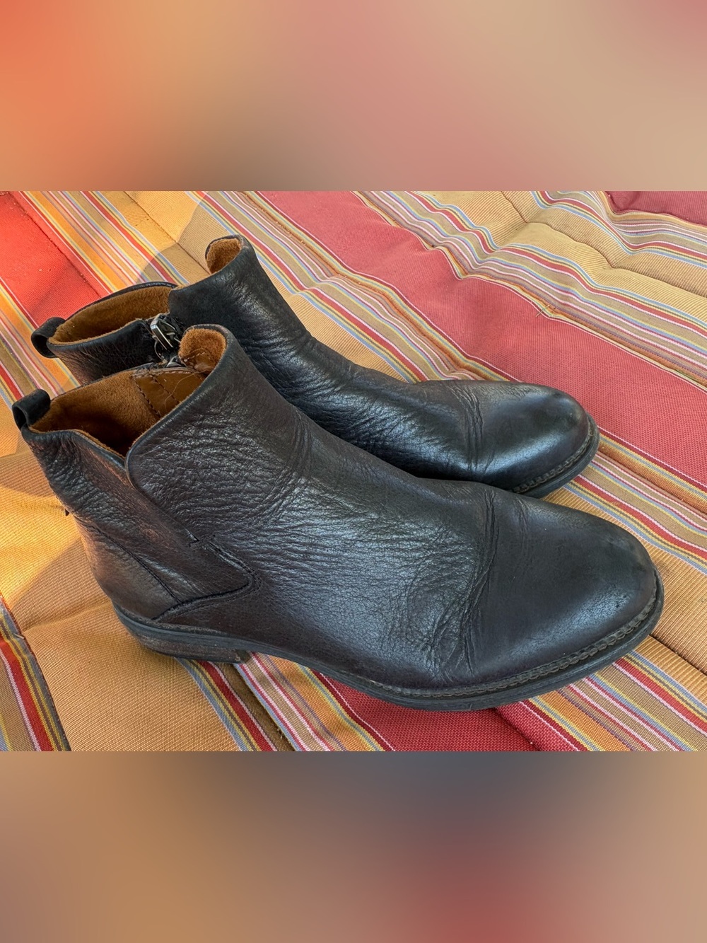 Franco Sarto Black Leather Slip-On Ankle Booties